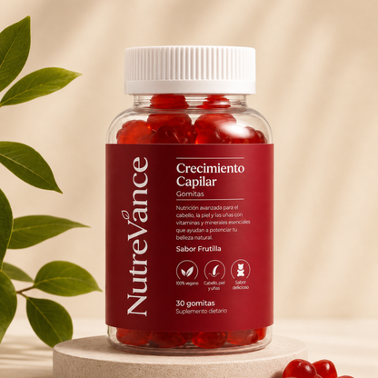 Nutrevance | Gomitas de fresa que nutre tu pelo desde dentro
