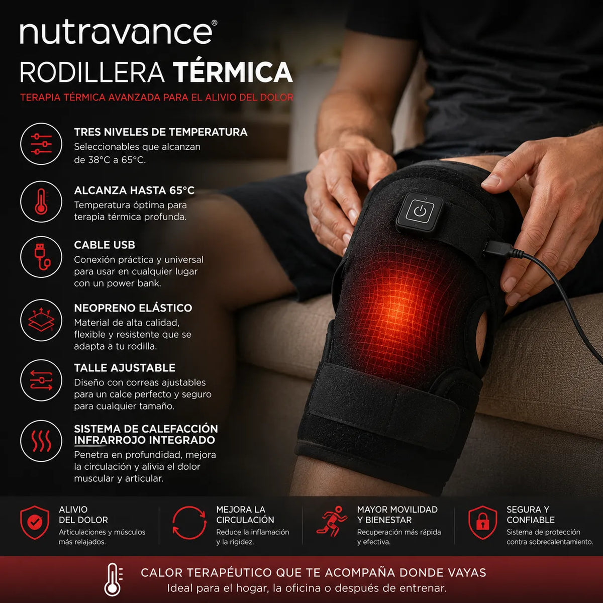 Rodillera Térmica 3 Modos + Kit MÉTODO RODILLA LIBRE de Regalo (Parches + Ebook)